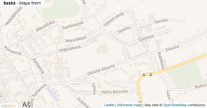 Mapa Saská - Firmy v ulici.