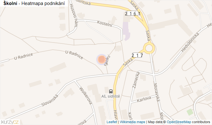 Mapa Školní - Firmy v ulici.