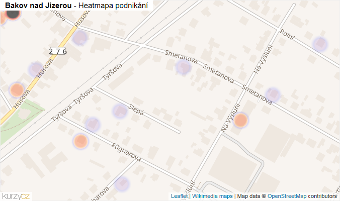 Mapa Bakov nad Jizerou - Firmy v obci.