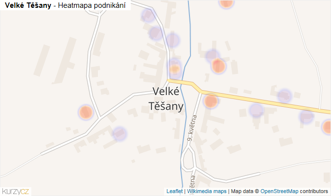 Mapa Velké Těšany - Firmy v části obce.
