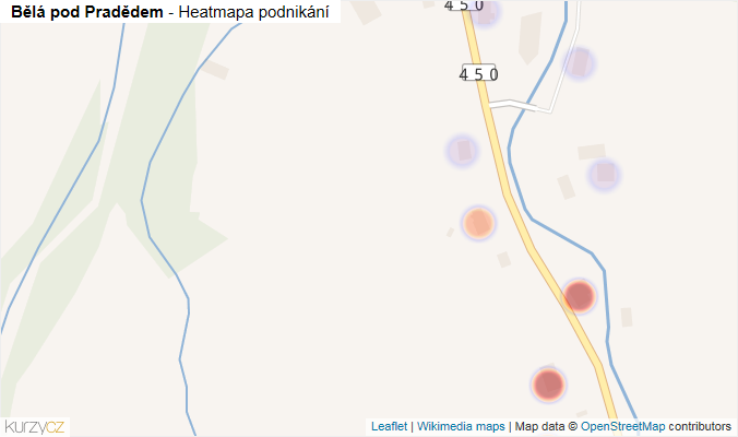Mapa Bělá pod Pradědem - Firmy v obci.