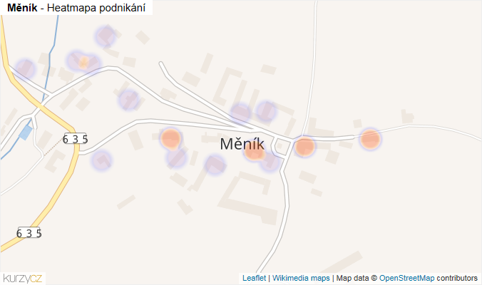 Mapa Měník - Firmy v části obce.