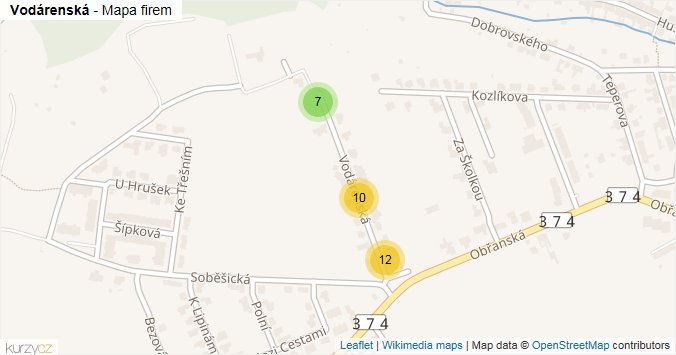 Mapa Vodárenská - Firmy v ulici.