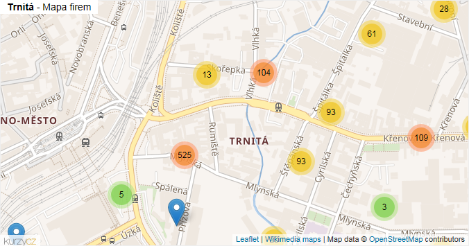 Mapa Trnitá - Firmy v části obce.