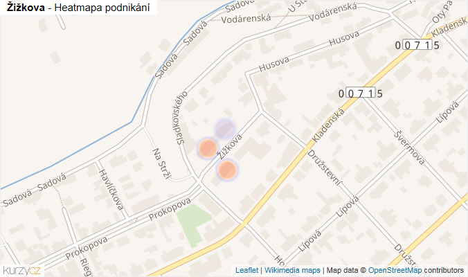 Mapa Žižkova - Firmy v ulici.