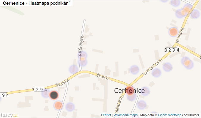 Mapa Cerhenice - Firmy v obci.