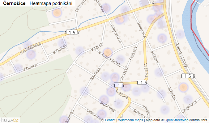 Mapa Černošice - Firmy v obci.