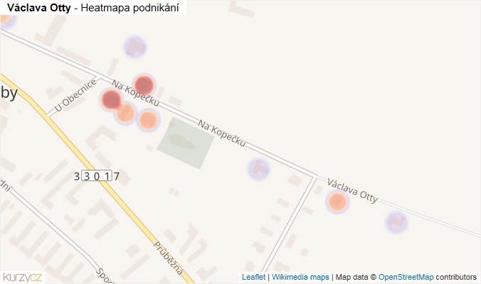 Mapa Václava Otty - Firmy v ulici.
