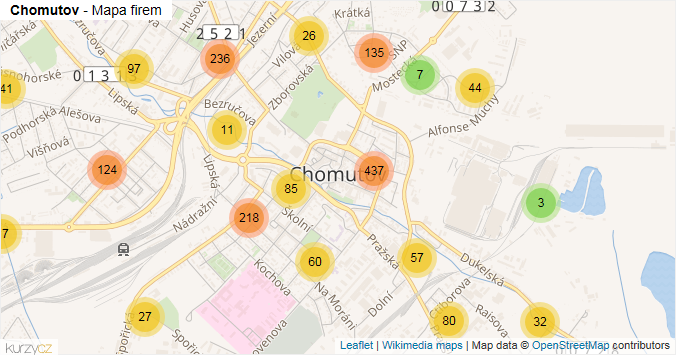 Mapa Chomutov - Firmy v obci.