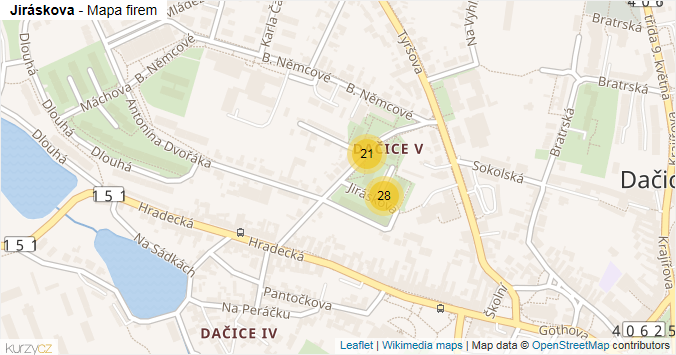 Mapa Jiráskova - Firmy v ulici.