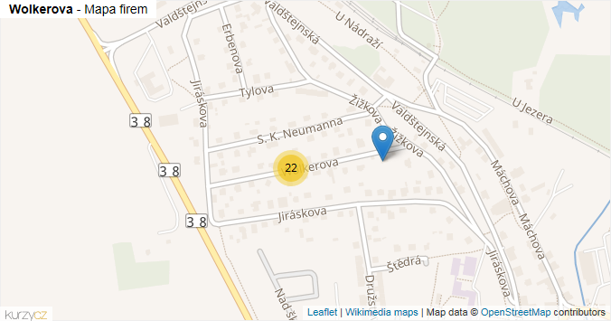 Mapa Wolkerova - Firmy v ulici.