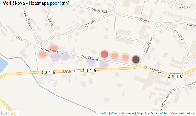 Mapa Vorlíčkova - Firmy v ulici.