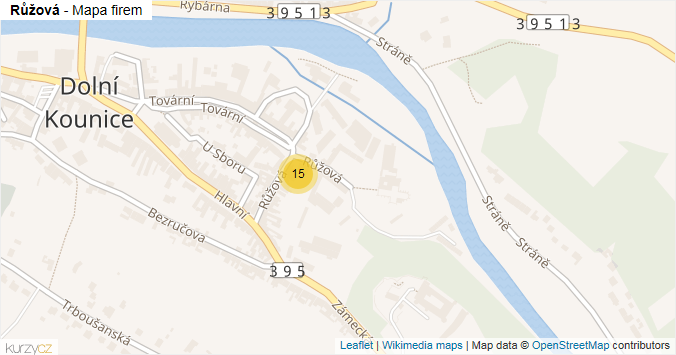 Mapa Růžová - Firmy v ulici.