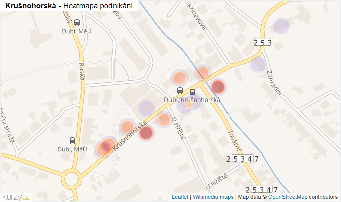 Mapa Krušnohorská - Firmy v ulici.