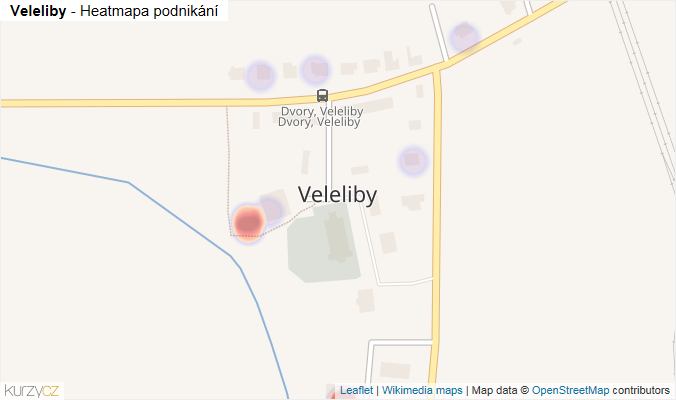 Mapa Veleliby - Firmy v části obce.