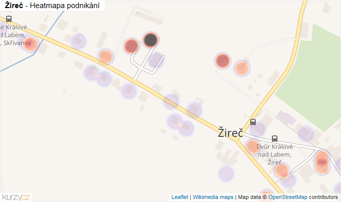 Mapa Žireč - Firmy v části obce.