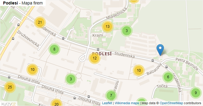 Mapa Podlesí - Firmy v části obce.