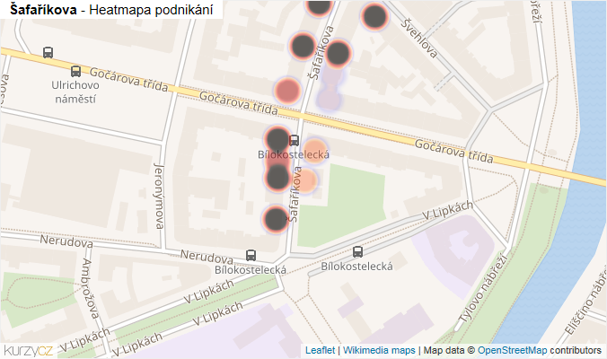 Mapa Šafaříkova - Firmy v ulici.