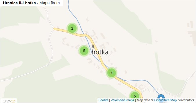 Mapa Hranice II-Lhotka - Firmy v části obce.