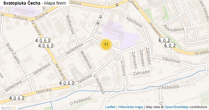 Mapa Svatopluka Čecha - Firmy v ulici.