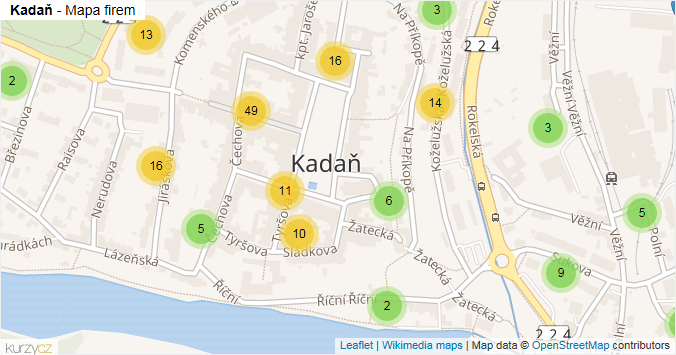 Mapa Kadaň - Firmy v části obce.