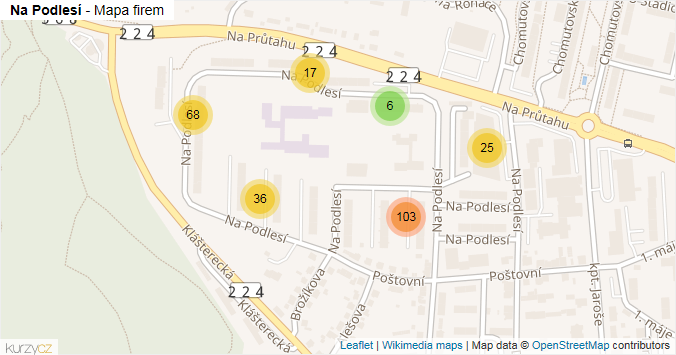 Mapa Na Podlesí - Firmy v ulici.