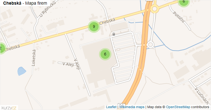 Mapa Chebská - Firmy v ulici.