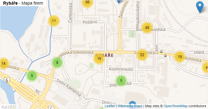 Mapa Rybáře - Firmy v části obce.