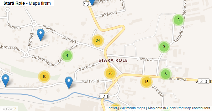 Mapa Stará Role - Firmy v části obce.