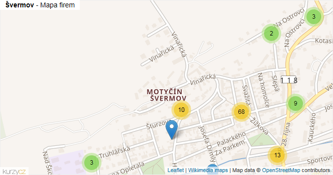 Mapa Švermov - Firmy v části obce.