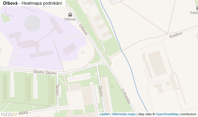 Mapa Olšová - Firmy v ulici.