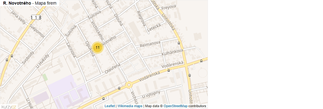 Mapa R. Novotného - Firmy v ulici.
