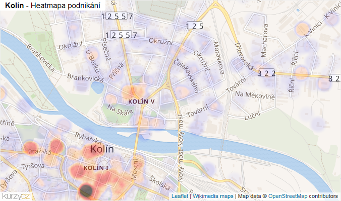 Mapa Kolín - Firmy v obci.