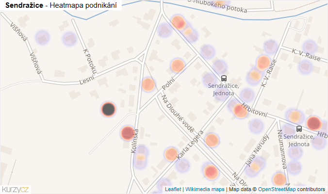 Mapa Sendražice - Firmy v části obce.