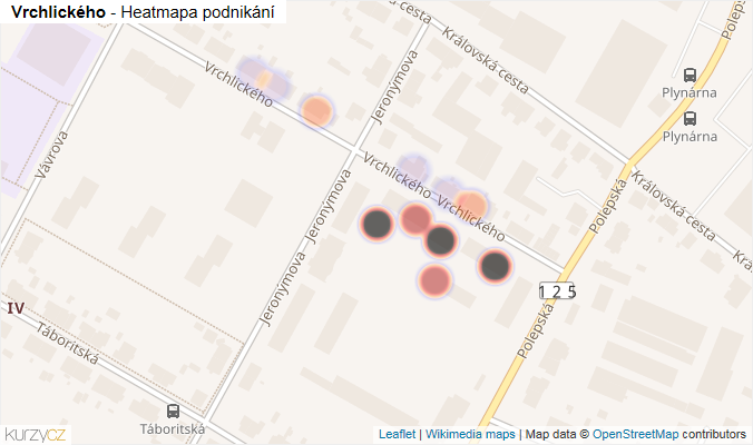 Mapa Vrchlického - Firmy v ulici.