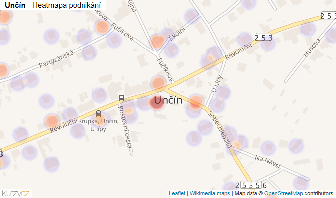 Mapa Unčín - Firmy v části obce.