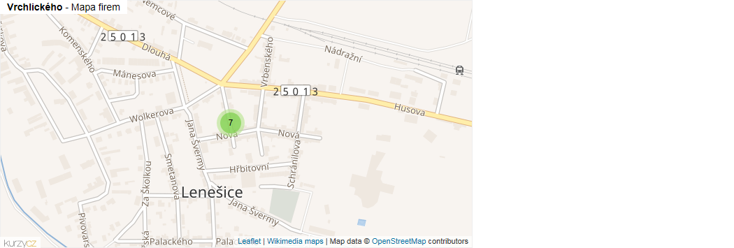 Mapa Vrchlického - Firmy v ulici.