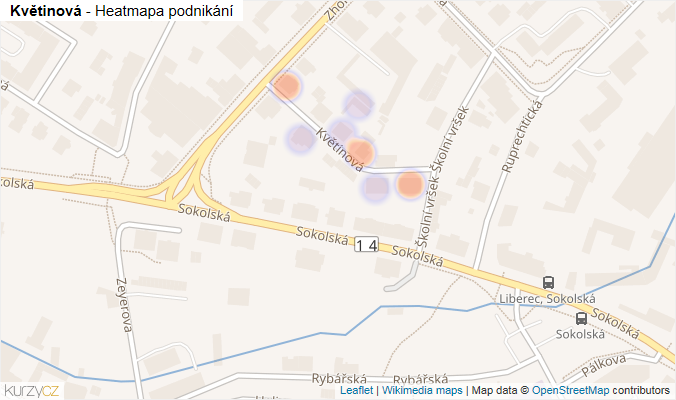 Mapa Květinová - Firmy v ulici.