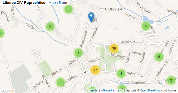 Mapa Liberec XIV-Ruprechtice - Firmy v části obce.