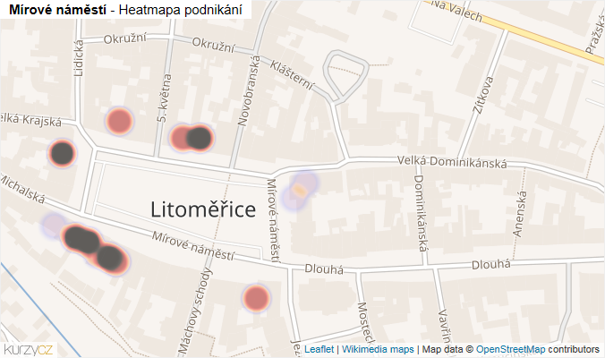 Mapa Mírové náměstí - Firmy v ulici.