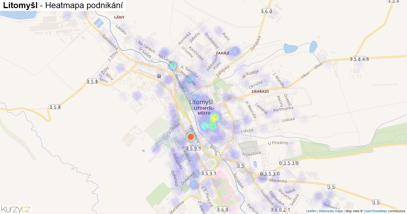Litomyšl - mapa podnikání