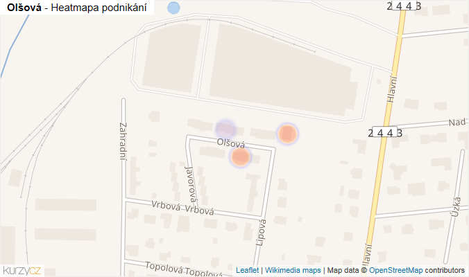 Mapa Olšová - Firmy v ulici.