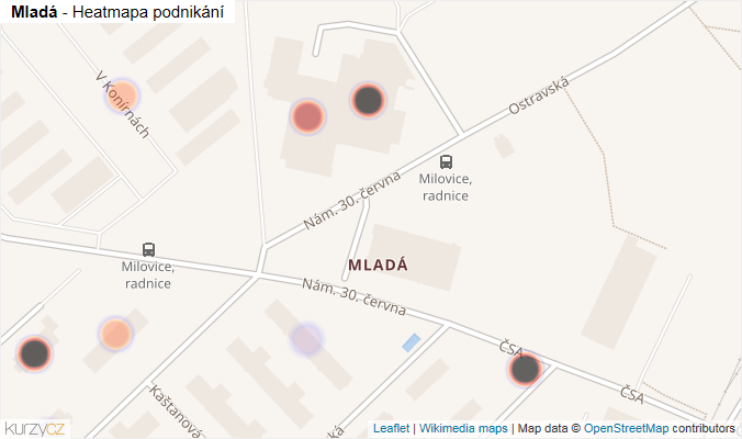 Mapa Mladá - Firmy v části obce.