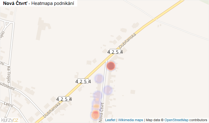 Mapa Nová Čtvrť - Firmy v ulici.