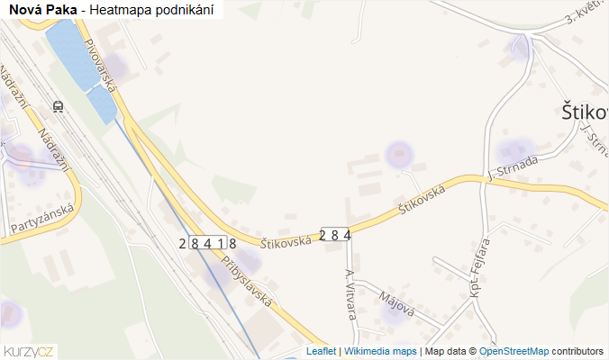 Mapa Nová Paka - Firmy v obci.