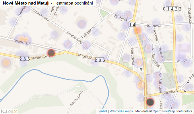 Mapa Nové Město nad Metují - Firmy v obci.