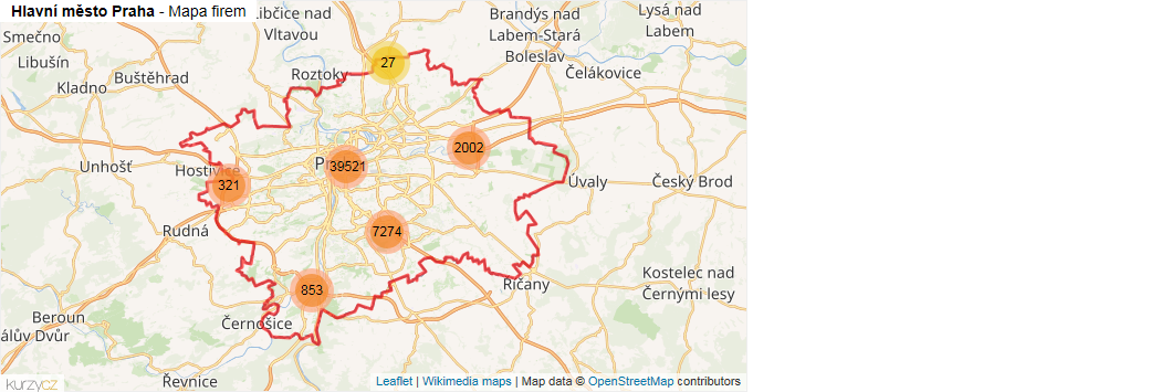Mapa Hlavní město Praha - Firmy v okrese.