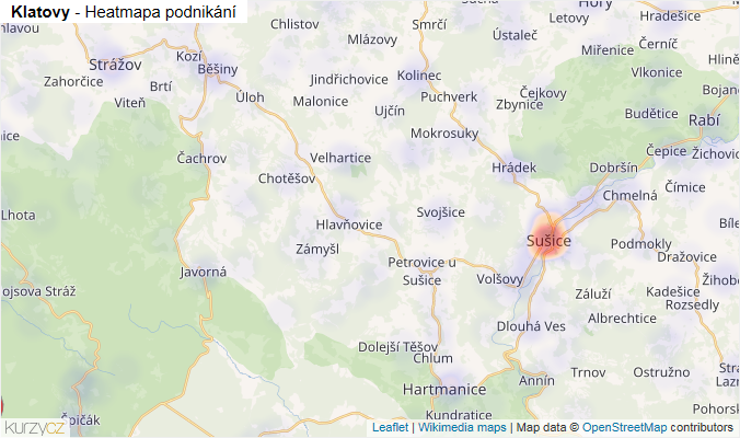Mapa Klatovy - Firmy v okrese.