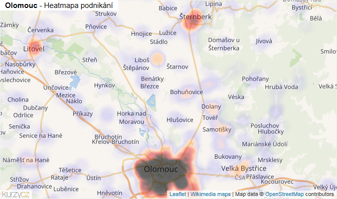 Mapa Olomouc - Firmy v okrese.