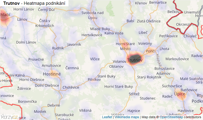 Mapa Trutnov - Firmy v okrese.